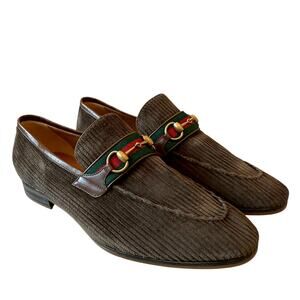 GUCCI 75974 Horsebit Corduroy Moccasin Loafer Men Shoe Size 11 | US 11.5 NEW